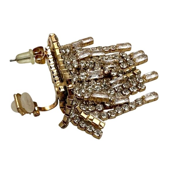 Glam Single Earring Crystal Rhinestone Cascade Chandelier Dangling READ - Picture 4 of 8